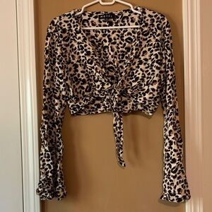 Motel Rocks Animal Print Tie-Front Blouse